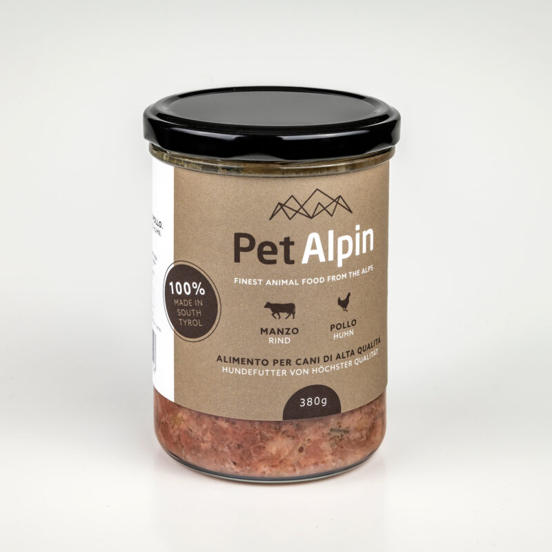 PetAlpin - Nassfutter für Hunde mit Rind und Huhn - 380g